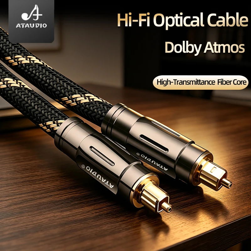 ATAUDIO HiFi Digitales Optisches Audiokabel Toslink SPDIF Vergoldeter Stecker Surround-Sound-System für TV PS4 Verstärker