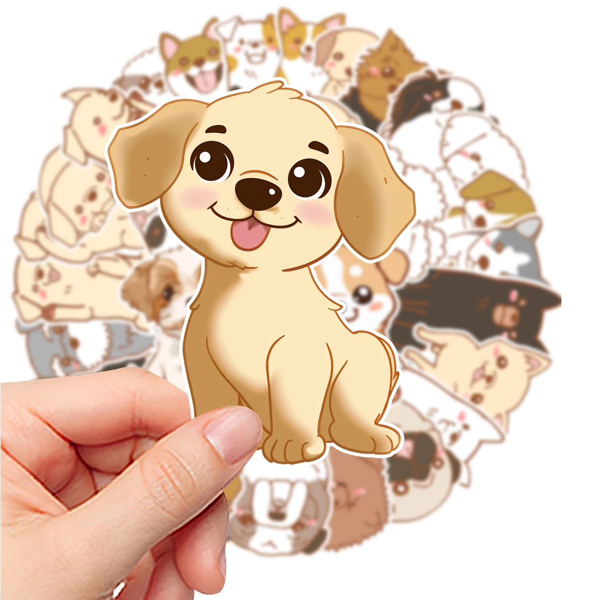 50pcs Cartoon Dog Cute and Funny Cartoon Decal White Edge Waterproof Sticker Decorative Suitcase Water Bottle Laptop Skateboard