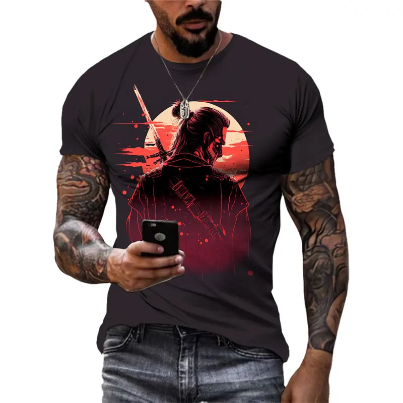 Summer Fashion New Cool Japanese Samurai graphic t shirts Men Casual 3D Printed Street Style Round Neck quick-drying t-shirt Top