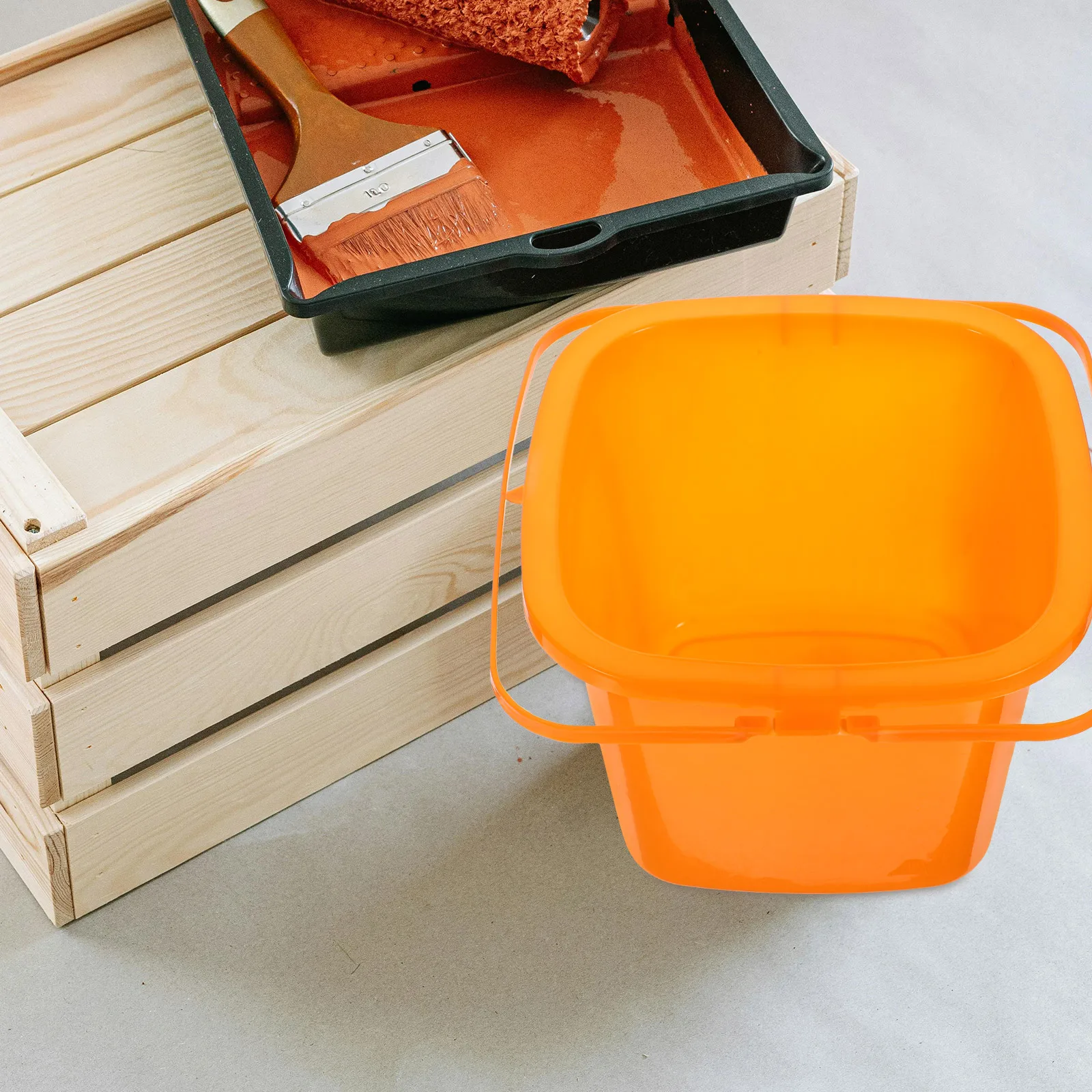 

Plastic Beach Bucket Paint Cleaning Container Lightweight Durable Garden Buckets Roller Lid Storage Carry Handle Home