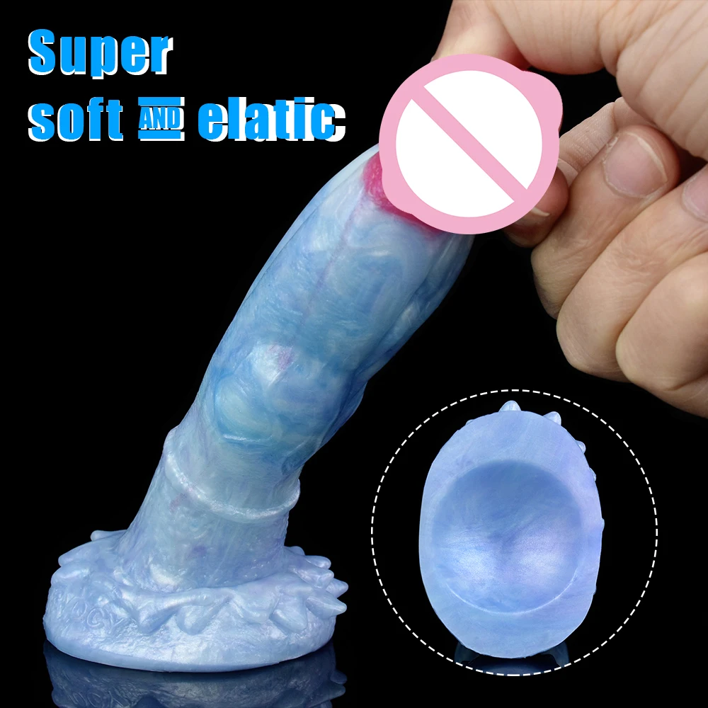 YESBUY Ice Dragon Dildo Silicone Animal Fake Penis Anus Plug For Men Anal Sex Toy With Suction Cup Female Masturbator Adult Tool