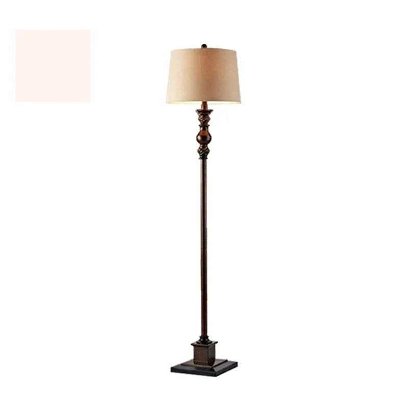 

Nordic Retro American Floor Lamp for Living Room Bedside Bedroom Standing Light Fabric Home Decor Hotel Switching Lighting