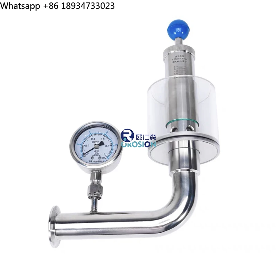 Hot Sale Products Hygienic Stainless Steel 304 Tri Clamp Water Seal Type Exhaust Valve with Pressure Gauge Pressure Relief Valve
