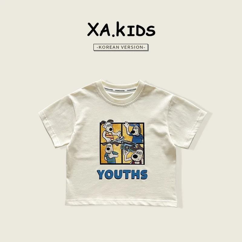 

Children's Short Sleeved 2024 Summer New Children's Clothing Korean Casual Versatile T-shirt for Boys and Girls Short Sleeved