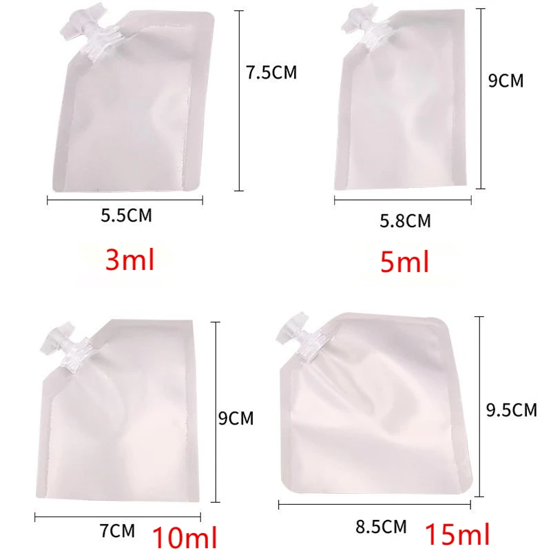 100pcs Sample Sachet Mini Spouted Pouch Frosted Transparent Empty Cosmetics Bottle Sealed Makeup Lotion Cream Sample Bag