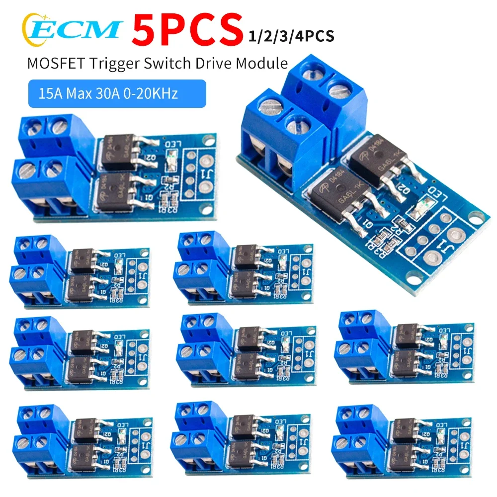 1-5pcs MOSFET Trigger Switch Drive Module DC 5V-36V PWM Adjustment Electronic Switch Control Board 15A 400W Max 30A 0-20KHz