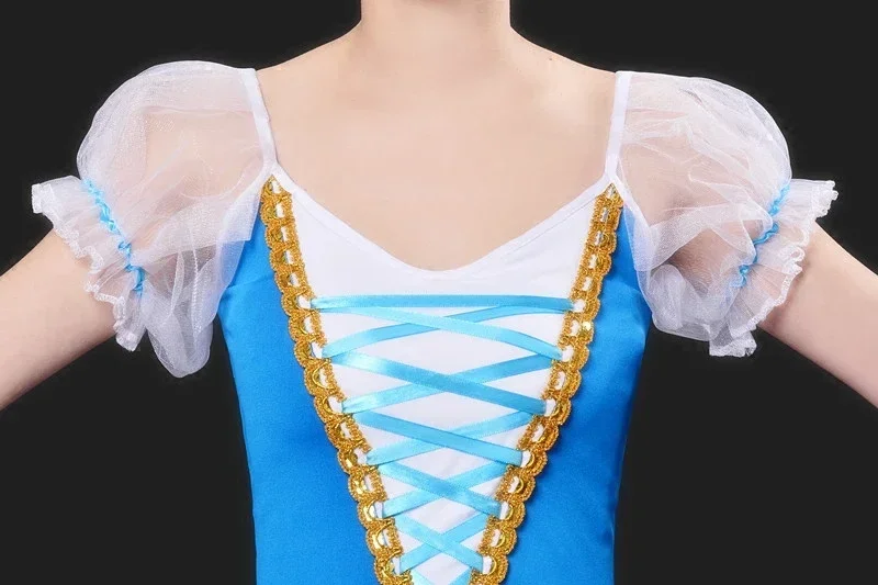 Costume de Ballet Professionnel Vert et Bleu, Ballerine Classique, Tutu de Princesse, Robe Longue de brev, pour Enfant Fille et Adulte