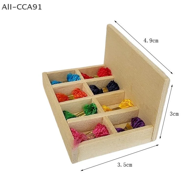 

1 Box 1/12 Dollhouse Miniature Vintage Wooden Sewing Box Model Toy Dollhouse Decoration Accessories Kids Pretend Play Toy