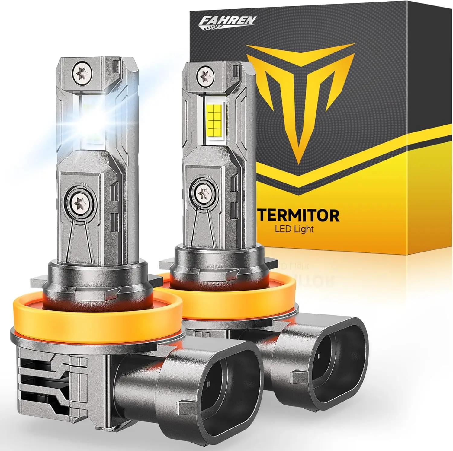 

FAHREN LED H11 Светодиодная лампа для фар, светодиодные фонари, адаптер не требуется, 6500K белый, противотуманные фары Plug and Play H11, упаковка из 2 шт.