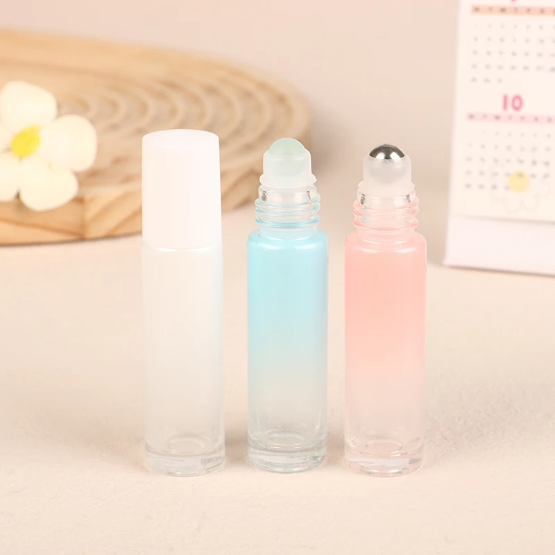 Botol Roller minyak esensial kaca buram portabel 10ml botol Roll On isi ulang Mini untuk aromaterapi