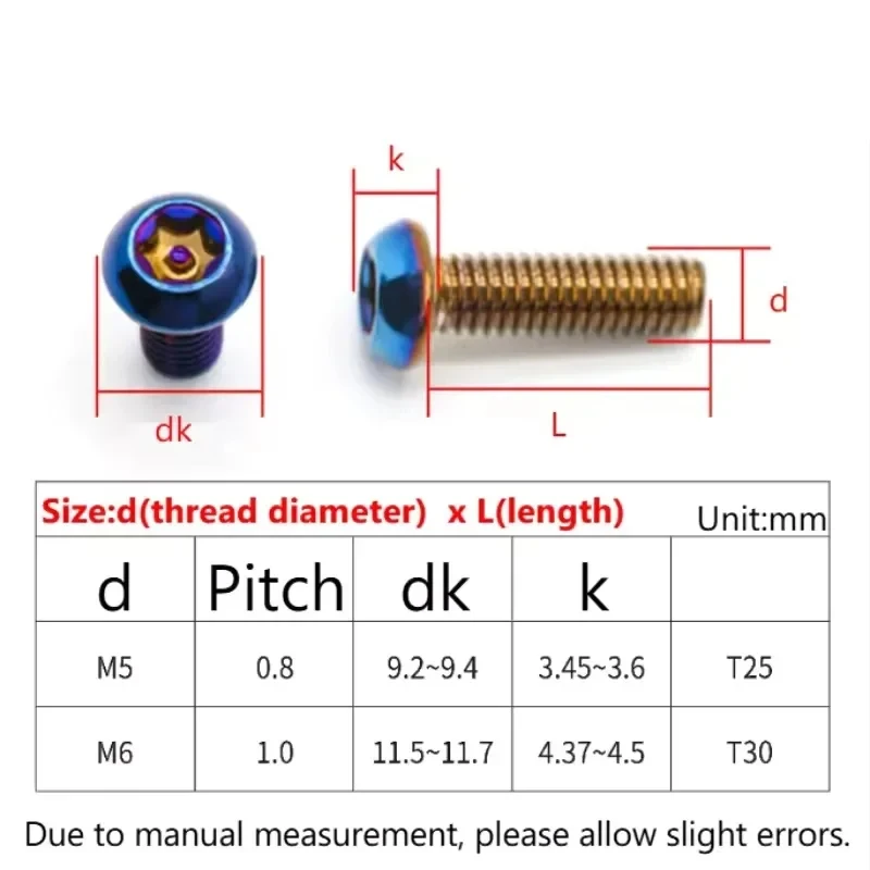 Burnt Titanium Blue Torx Button Head Screw 304 Stainless Steel Six Lobe Anti tamper Security Fastener M5 M6