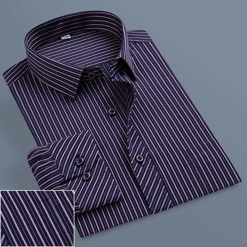 Men's Business Casual Social Shirts Oversized Plus Large Size 9XL 8XL Long Sleeve Classic Plaid Striped Brand Work Dress Shirts