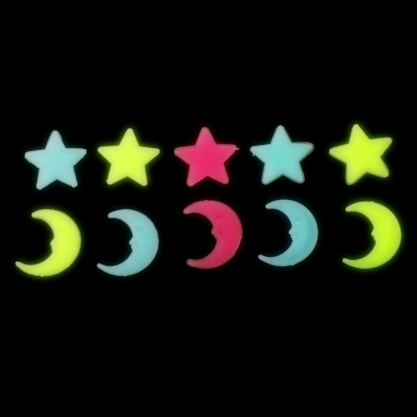 100PCS Moons Stars Glow In The Dark Home Room Decals Kids Bedroom Decoration Plastic For Light Absorption And Glow