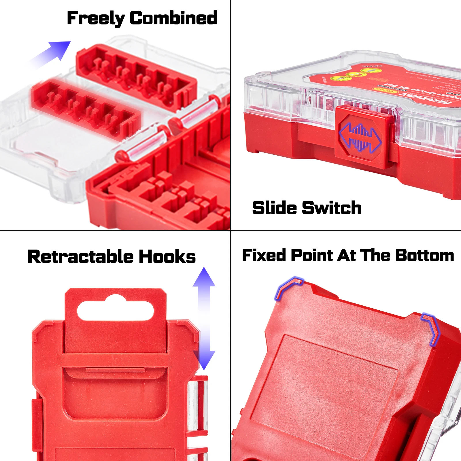 Geinxurn Ultra torque Impact Screwdriver Bit Set,Mixed Multi-Insert Bit Tips with Bit Holder, Nut Driver and Storage Case
