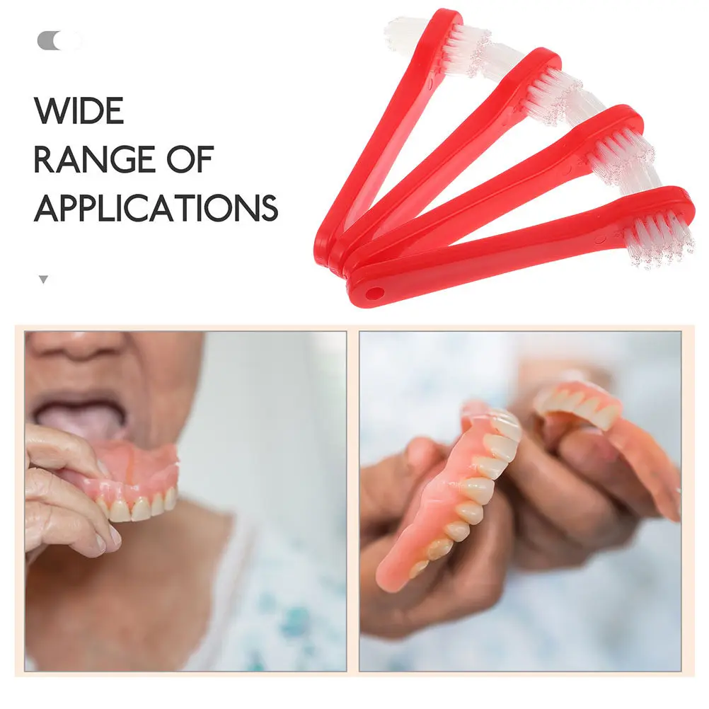 8Pcs Dentures Toothbrush Dual Head Soft Bristle Cleaning Brush Daily Use False Teeth Retainer Braces Oral Care Accessories