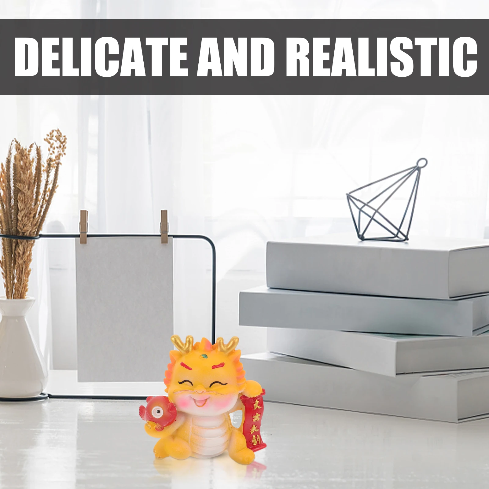 

Dragon Mascot Ornaments Figurine Cute Decorations Dining Table Resin Statue for Home