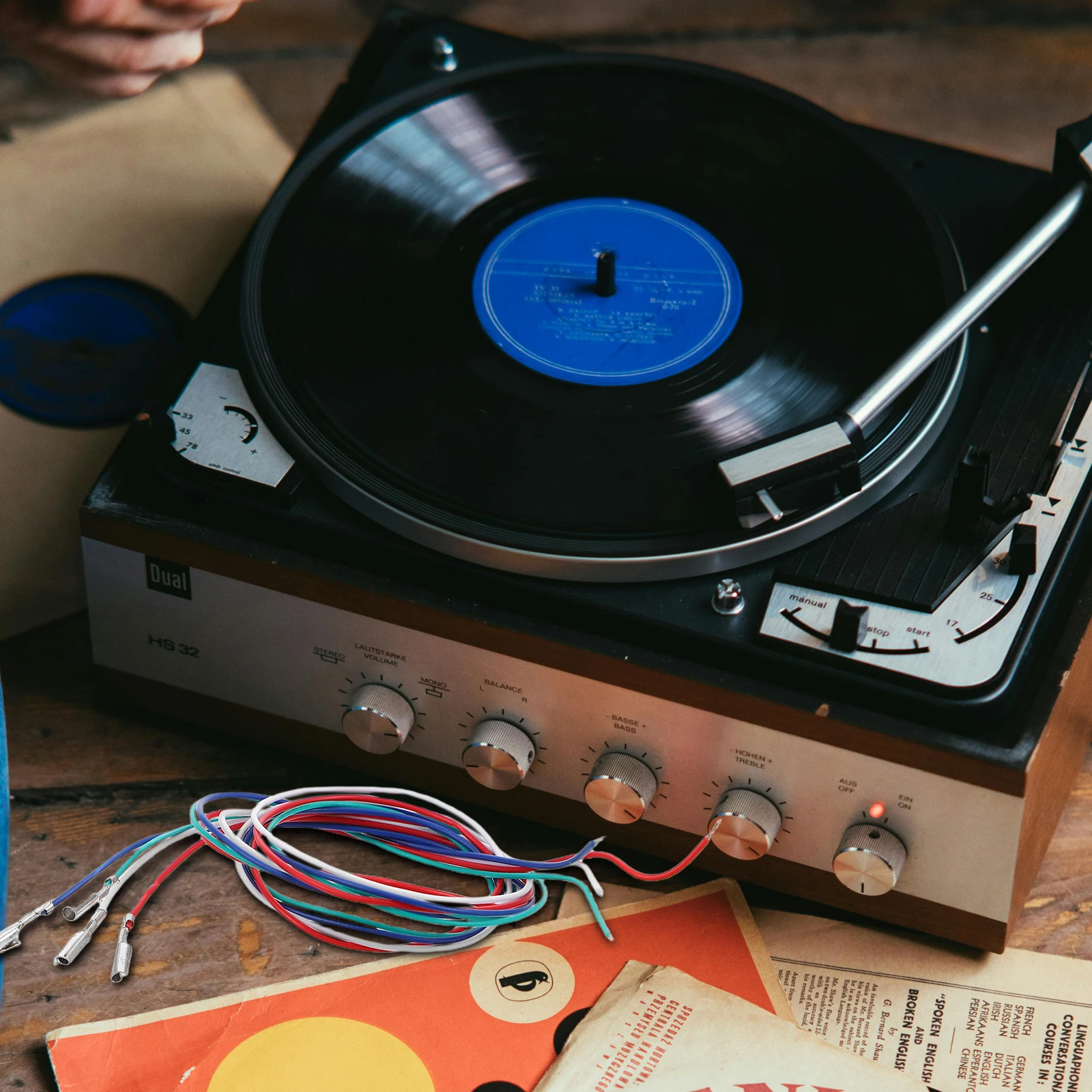 

4pcs Copper Phonograph Headshell Wires Quick Replacement Turntable Phono Leads Extensive Compatibility Clear Audio Transmission