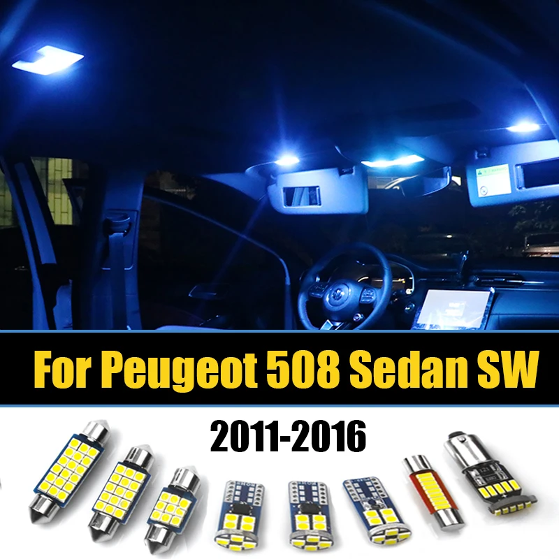 

For Peugeot 508 Sedan SW 2011 2012 2013 2014 2015 2016 12pcs Car LED Bulbs Interior Dome Lamp Glove box Trunk Light Accessories