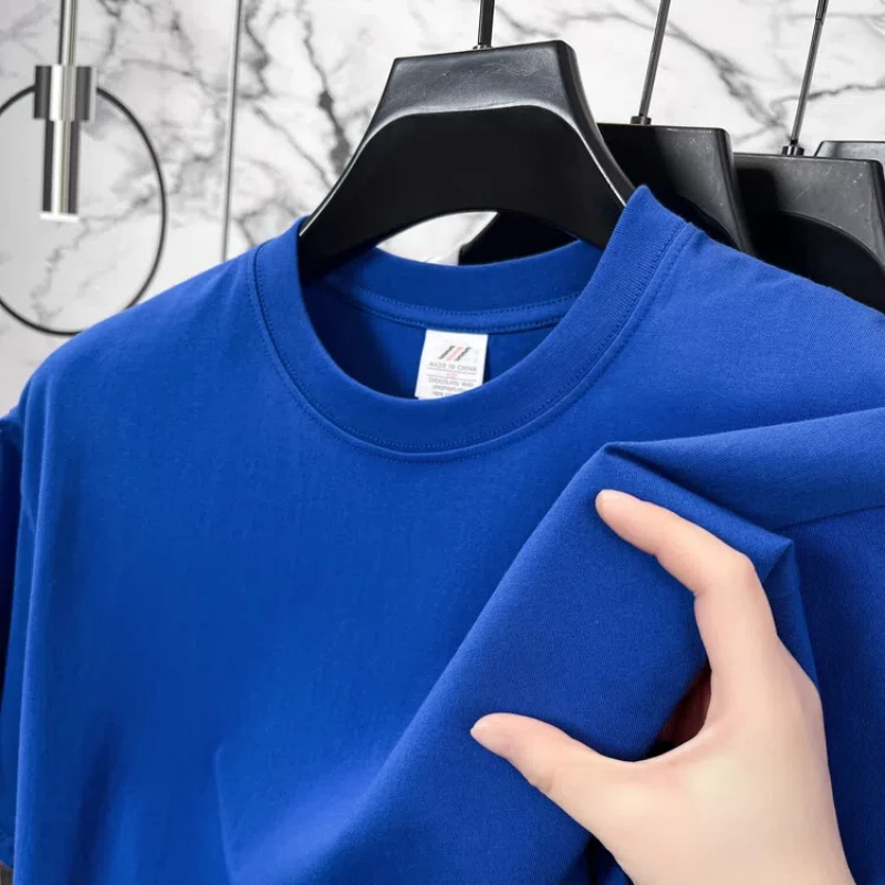 

2025 Summer New Style for Men's Middle-aged Young Round Neck Breathable Multi-color Pure Cotton Versatile Short-sleeved T-shirt