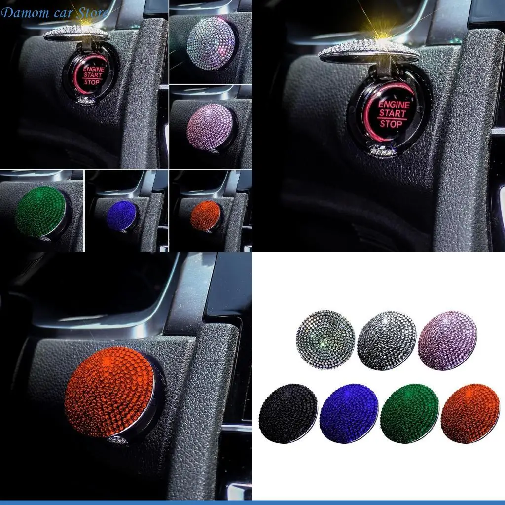 A2UC Car Engine Button Cover Universal Crystal Cover for Auto Start Stop Push Button Switch Cover Interior Decor