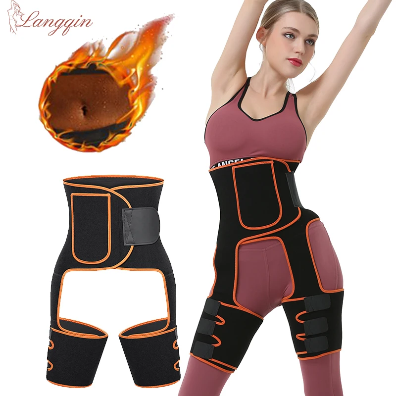 Slimming Fat Burning Compress Sauna Sweat Bands Leg Waist Trainer  Butt Lifter 3 in 1 Adjustable Belt For Women Workout Fitness