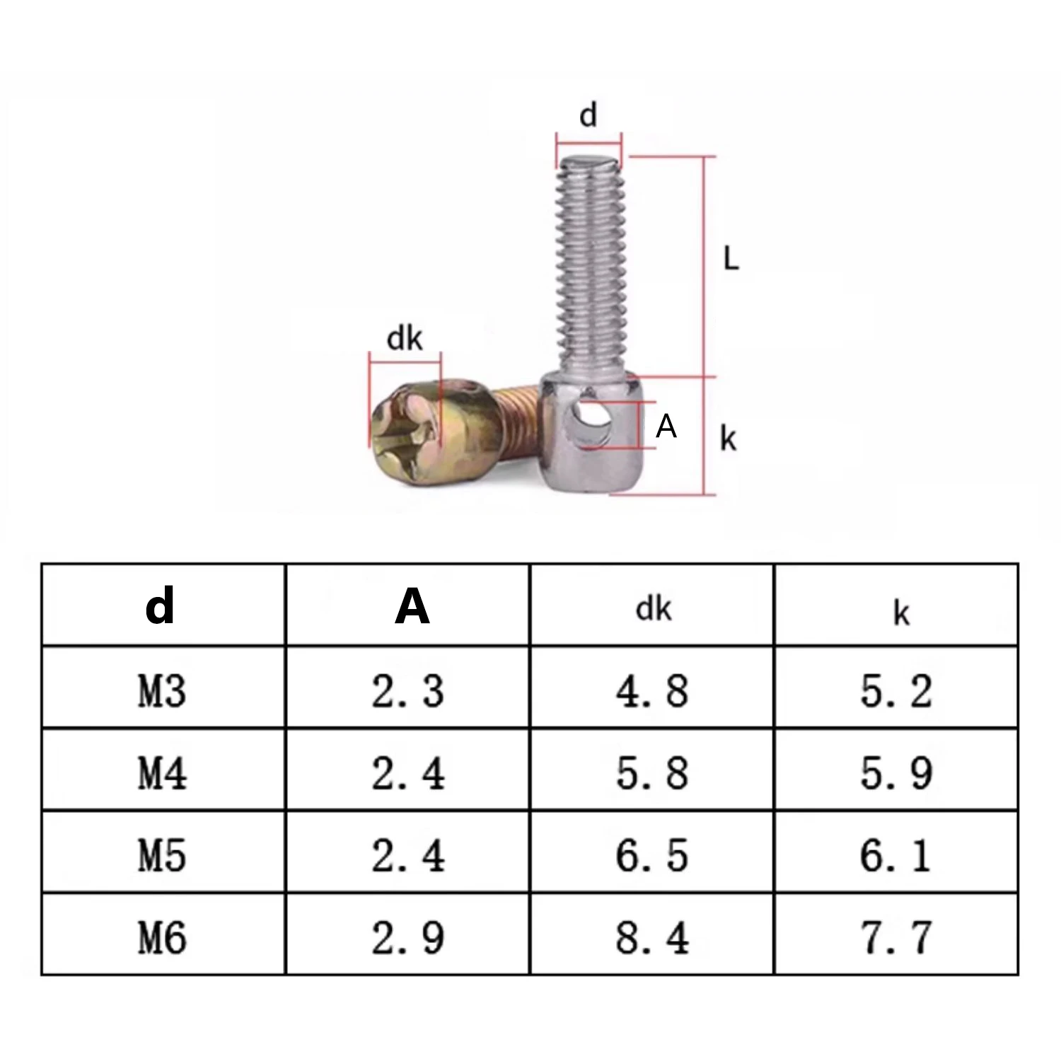 Zinc Plated Lead Sealed Electric Meter Box Screw M3 M4 M5 M6 with Hole Cross Bolt Stainless Steel/Zinc Plated