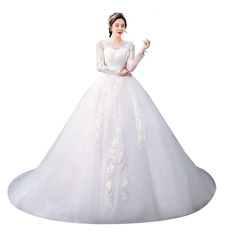 

Винтажное свадебное платье со шлейфом по индивидуальному заказу, бальное платье с хвостом невесты, мечта, большие размеры, свадебные платья на шнуровке, Vestidos De Novia