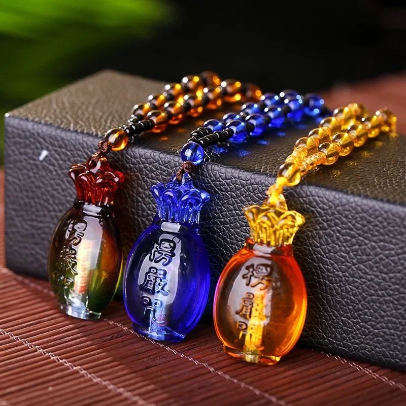 Shurangama Curse Pendant Glazed Bottle Built-in Scripture Vase Pendant Gourd Necklace Women Solicit wealth Money drawing Fortune