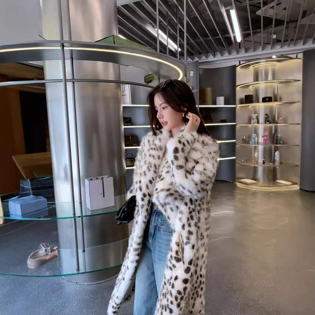 Autunno Inverno Donna Moda Stampa Cappotto in pelliccia sintetica Casual Allentato lungo Sve Peluche Giacca calda spessa Donna Y2K Streetwear