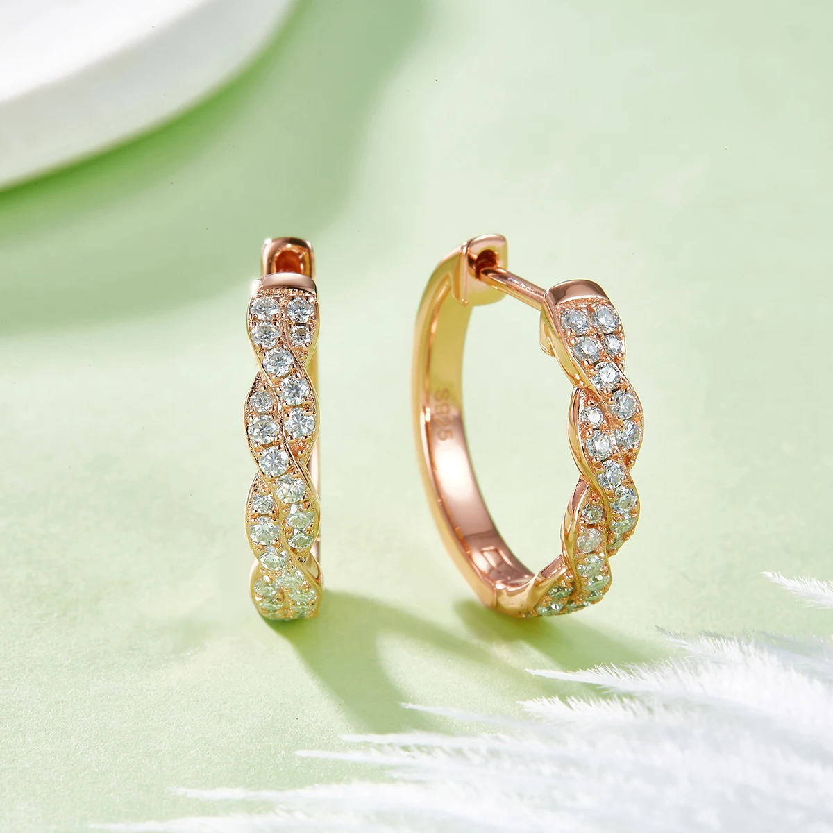 

0.42cttw D Color Moissanite Twist Hoop Earrings for Women 925 Sterling Silver Fine Jewelry Iced Diamond Huggie Earrings with Gra
