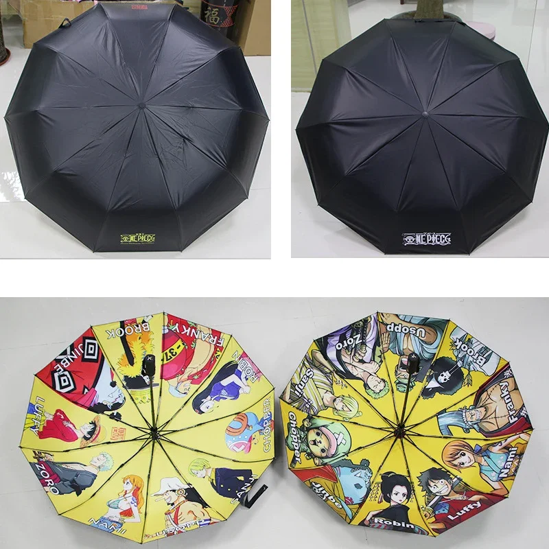 Automatic 3 Fold Anime One Piece Sun Umbrella Cartoon Anti UV Sun Protection Portable Man Woman Wind Resistant Rainproof Parasol