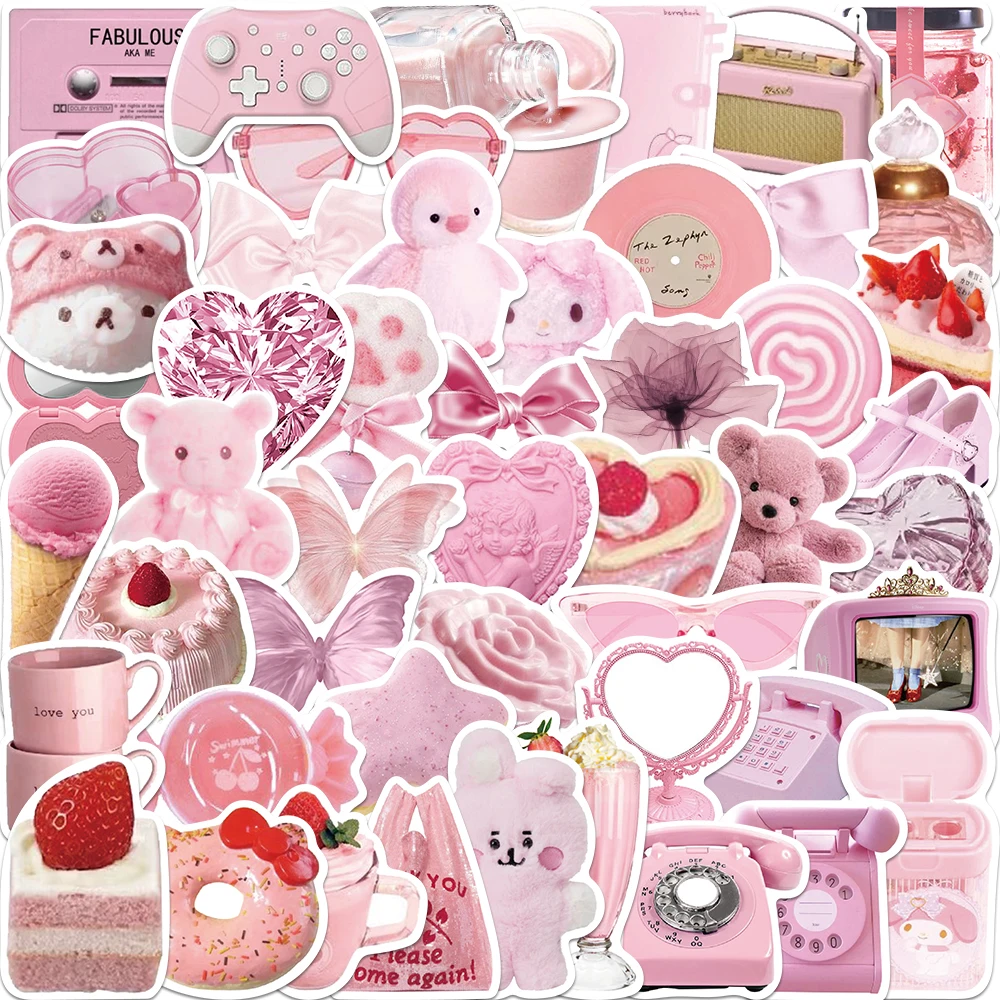 50 stücke Cartoon rosa kawaii Aufkleber Graffiti Laptop Gepäck Camping Landschaft Dekoration Aufkleber Spielzeug