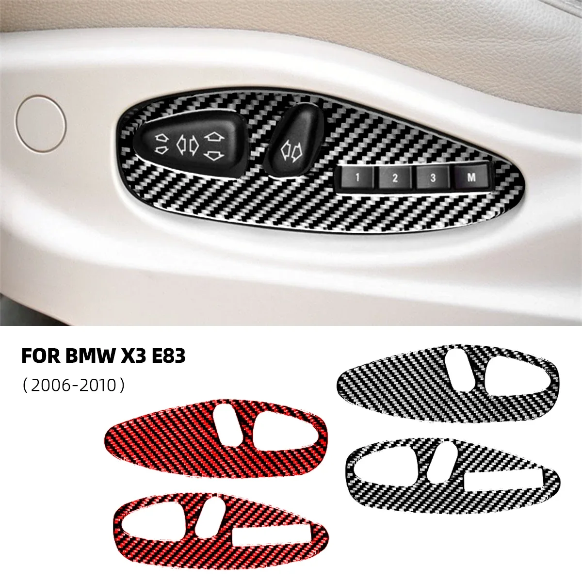 

For BMW- X3 E83 2006-2010 Carbon Fiber Seat Adjustment Switch Panel Accesorios Para Auto Voiture Car Stickers Car Accessories