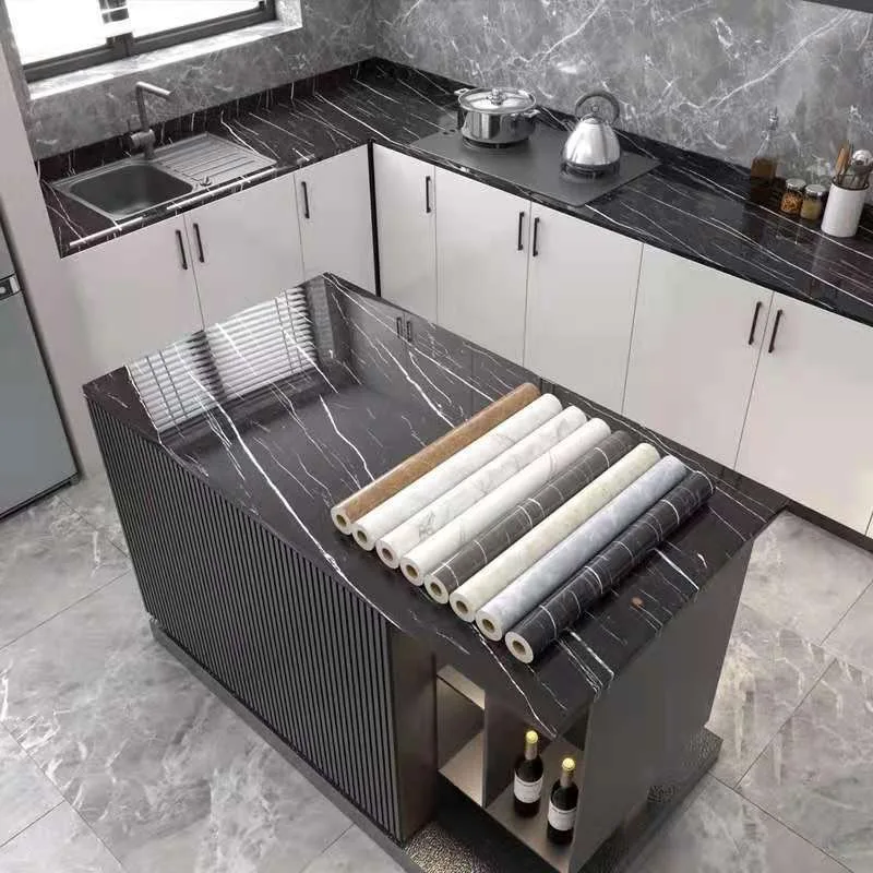 Mármore papel de parede de cozinha bancada gabinete móveis é renovado grosso pvc fácil remover sem deixar cola atualizar