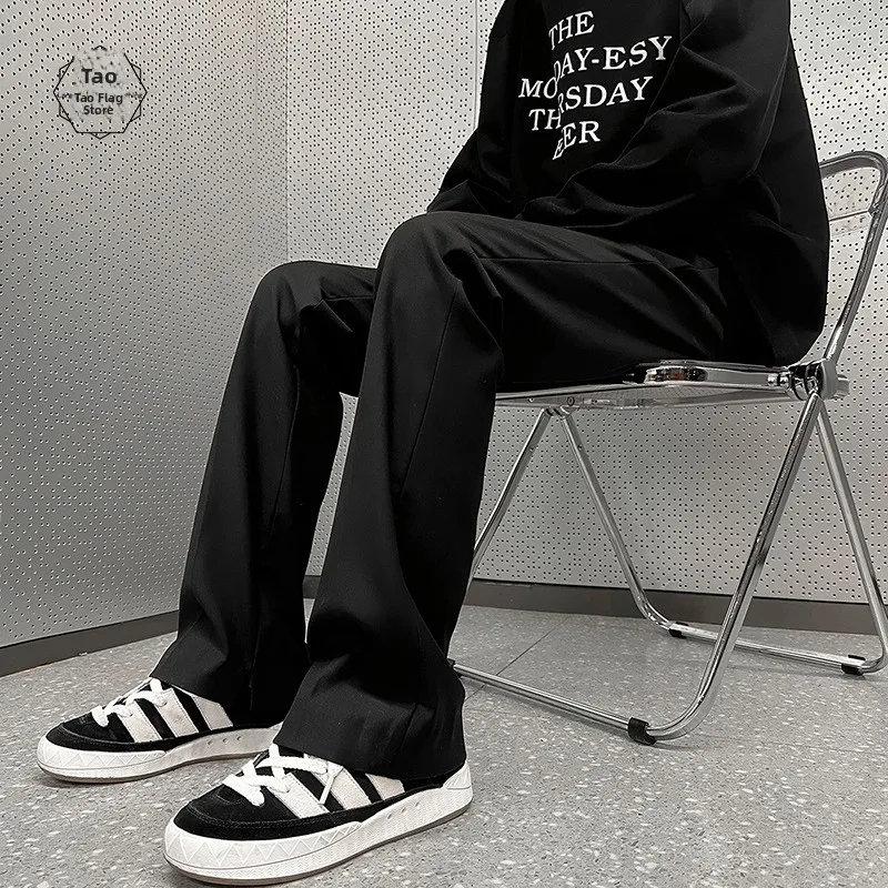 

Cleanfit American Sle Men's Pants High Waist Bla Slit Suit Trousers Trendy Brand Spring Design Bell Bot Long Trousers