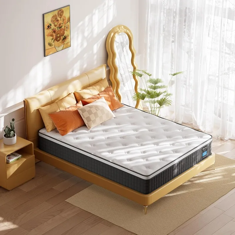 12 Inch Hybrid Mattress in A Box with Memory Foam & Individual Pocket Spring for Motion Isolation,