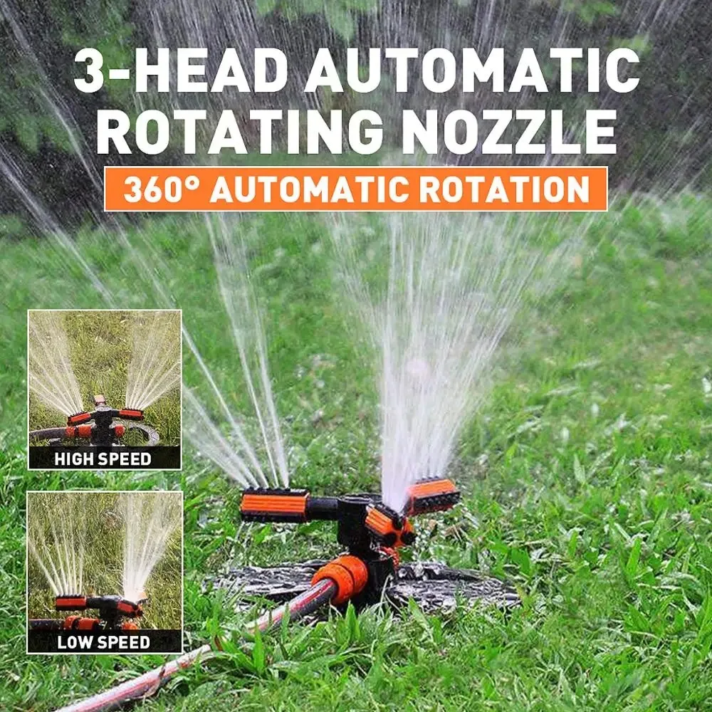 

360° Rotating Irrigation sprinkler 3 Nozzle Automatic Watering Grass Lawn Garden Greening Agricultural Nozzles