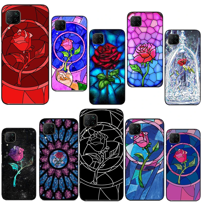 Stained Glass Rose Galaxys Case For Huawei P60 P40 P20 P30 Pro Nova 5T 9 P Smart Honor X8 X9a 50 70 Magic 5 Lite Cover