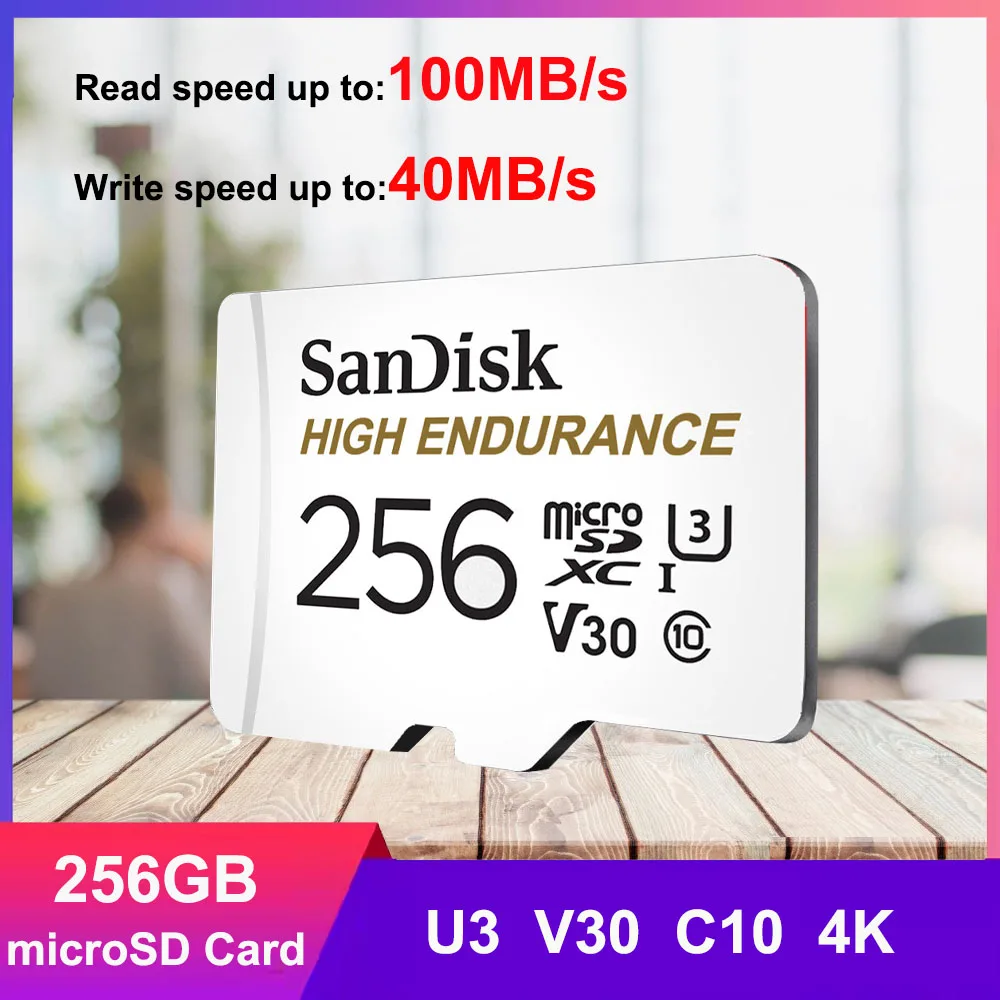 SanDisk MAX ENDURANCE MicroSD-kaart 256GB 128GB 64GB 32GB Geheugenkaart TF-kaart Full HD 4K voor beveiligingscamera's en dashcams