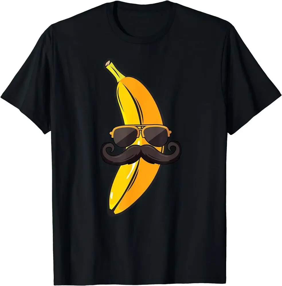 Banana Mustache Sunglasses Face Funny Fruit Cool Banana T-Shirt  Tees Cotton Luxury brand vintage oversized