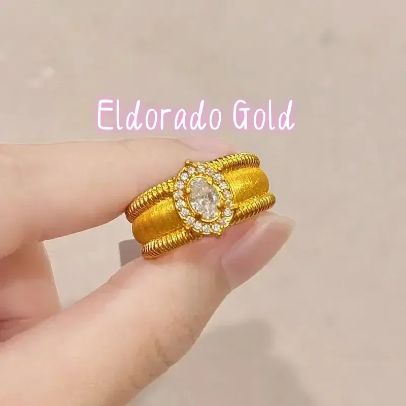

Кольцо Eldorado Gold из чистого золота 24K 9999 пробы, матовое, в форме голубиного яйца, женское, легкое, роскошное, высококачественное, широкое, с бриллиантами