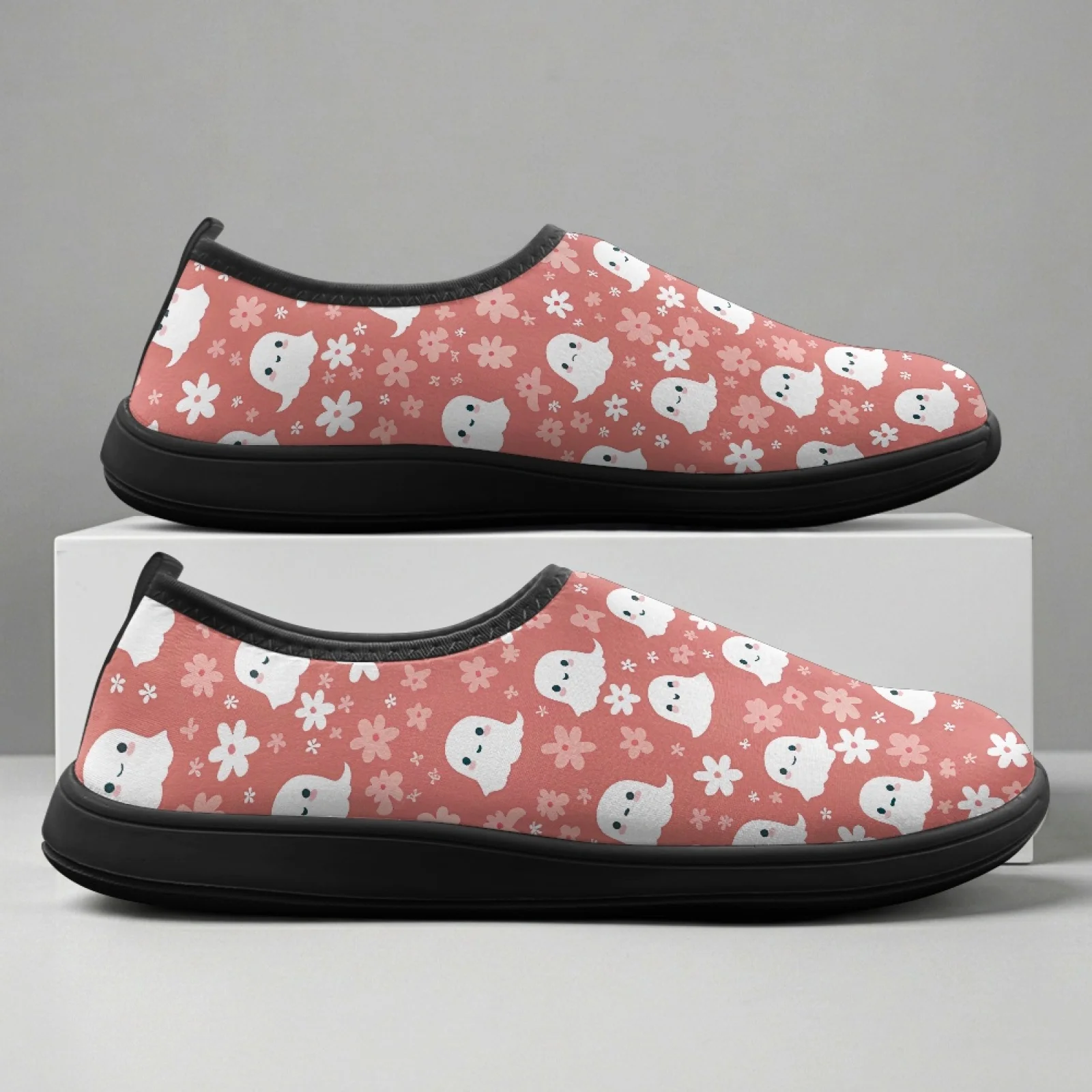 PENSTROLL Cute Pink Ghost New Design Summer Flat Shoes Polyester & EVA Sports Shoes Lightweight Sneakers for Men