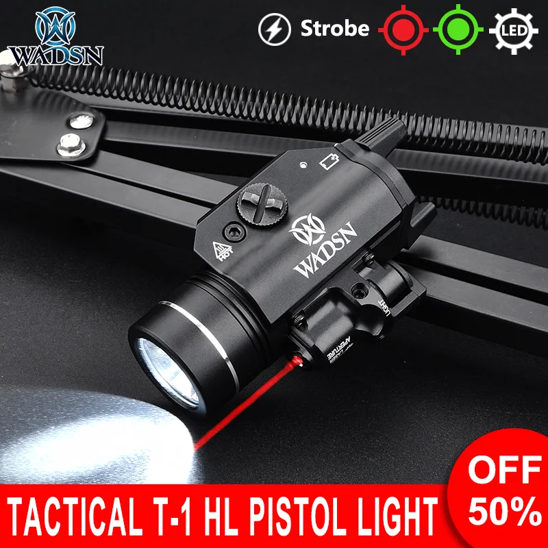 

Wadsn Tactical T-1 HL Hunting Weapon Light T-1 HL Hanging Pistol Light Red Green Dot Laser White Led Strobe For 20mmRail Airsoft