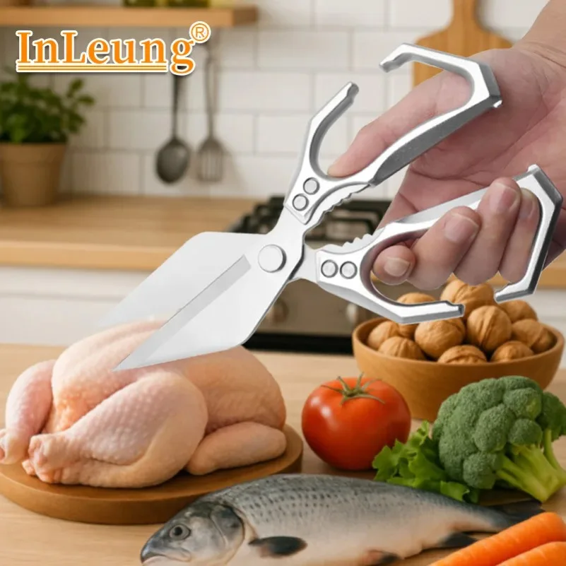 Professional Kitchen Powerful Scissors Stainless Steel Chicken Bone Kitchen Shears Duck Fish Cutter Easy Cutting Bone Tools