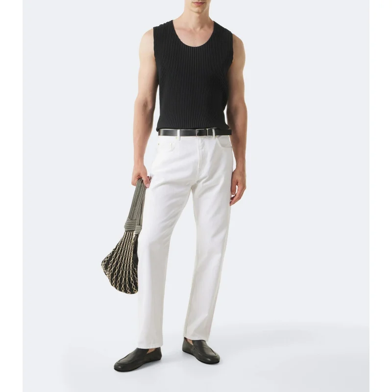 Miyake Pleated Men's Sleeveless Vest Plisse Tank Top Oversized Loose Fit Japanese Streetwear Casual Summer Fashion Top