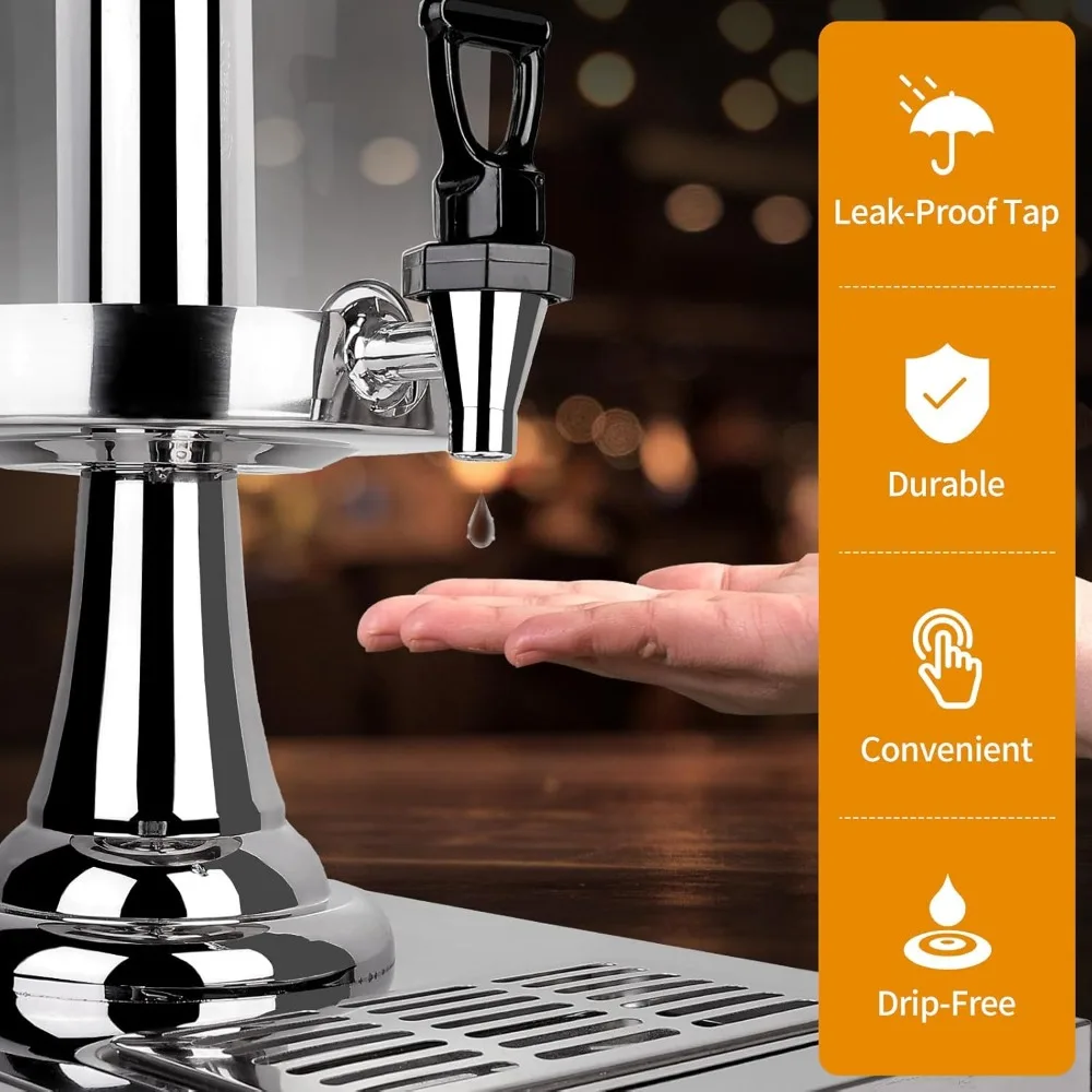 2.2 Gallon Stainless Steel Drink Dispenser with Ice Core, Drip Tray & Stand for Parties - view 3