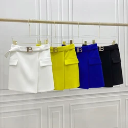 Simple Casual A-line Short Skirt Women's Summer New Fashion Slim Skirt Metal Buckle Solid Color All-match Skirt