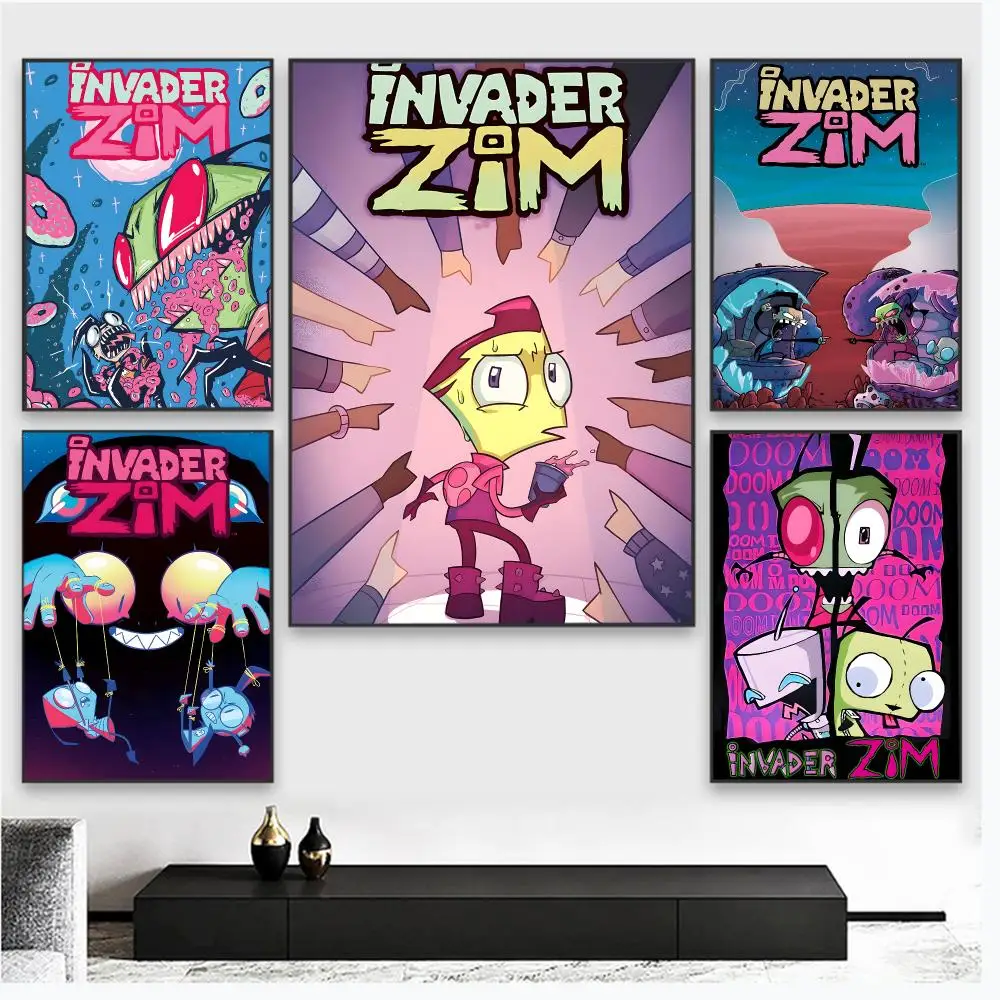 Anime I-Invader Zim Poster Wall Art Poster Pictures, Aesthetic Home Decor For Living Room Bedroom Office