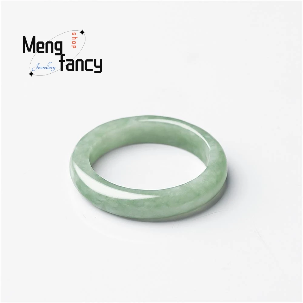 Natural Jadeite A-goods Bean Seed Ring Simple Exquisite Men Women Couple Promise Wedding Souvenir Fashion Jewelry Holiday Gift