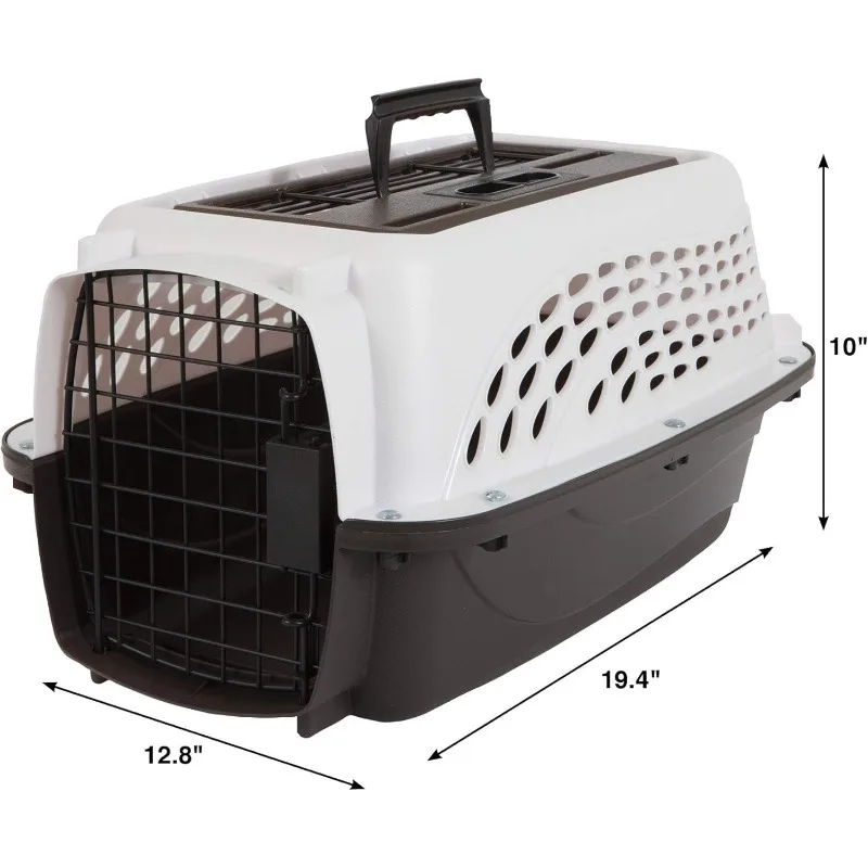 Two-Door Small Dog & Cat Carrier, Top or Front Loading, Made with Recycled Materials, 19 inches, For Pets up to 10 Pounds